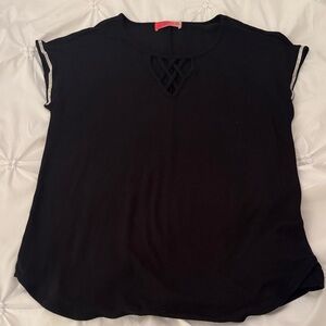 Black Women's Top with Embellished Sleeves
